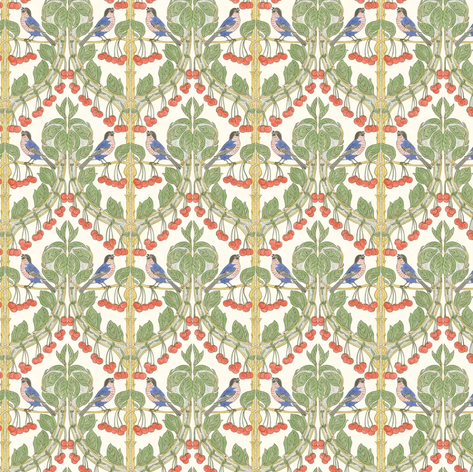 Sample - Birds & Cherries Wallpaper - Multicolored