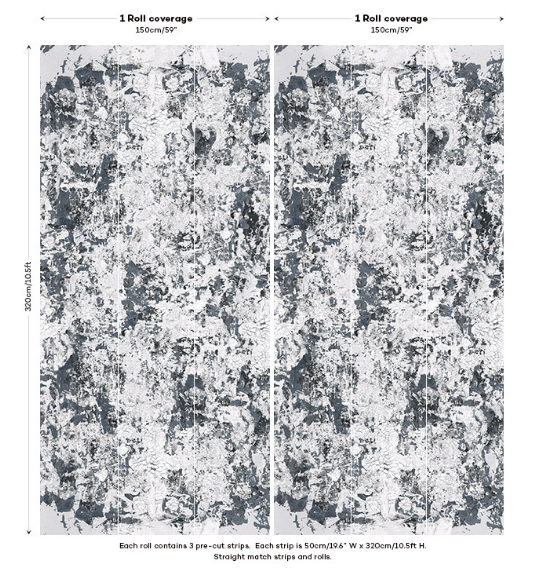 Safari Shabby Chic Wallpaper Mural - Steel
