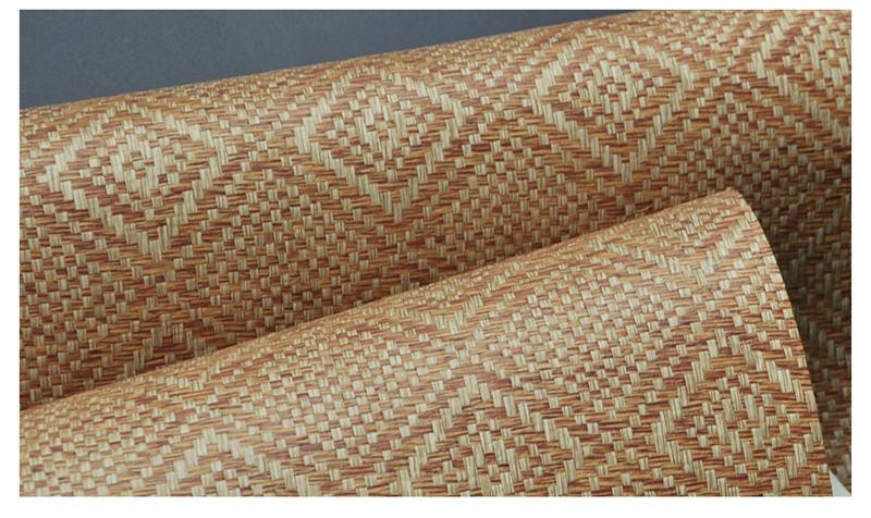 Sample - Diamond Wave - Grasscloth Wallpaper - Caramel Latte