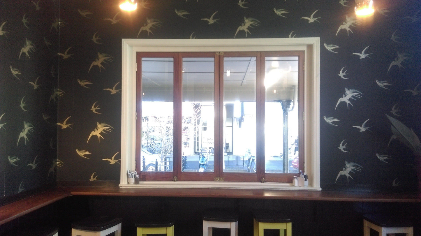 Swallows Wallpaper - Black