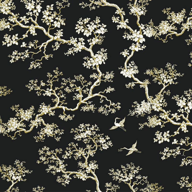 The Cranes - Florence Broadhurst Wallpaper - Gold Night
