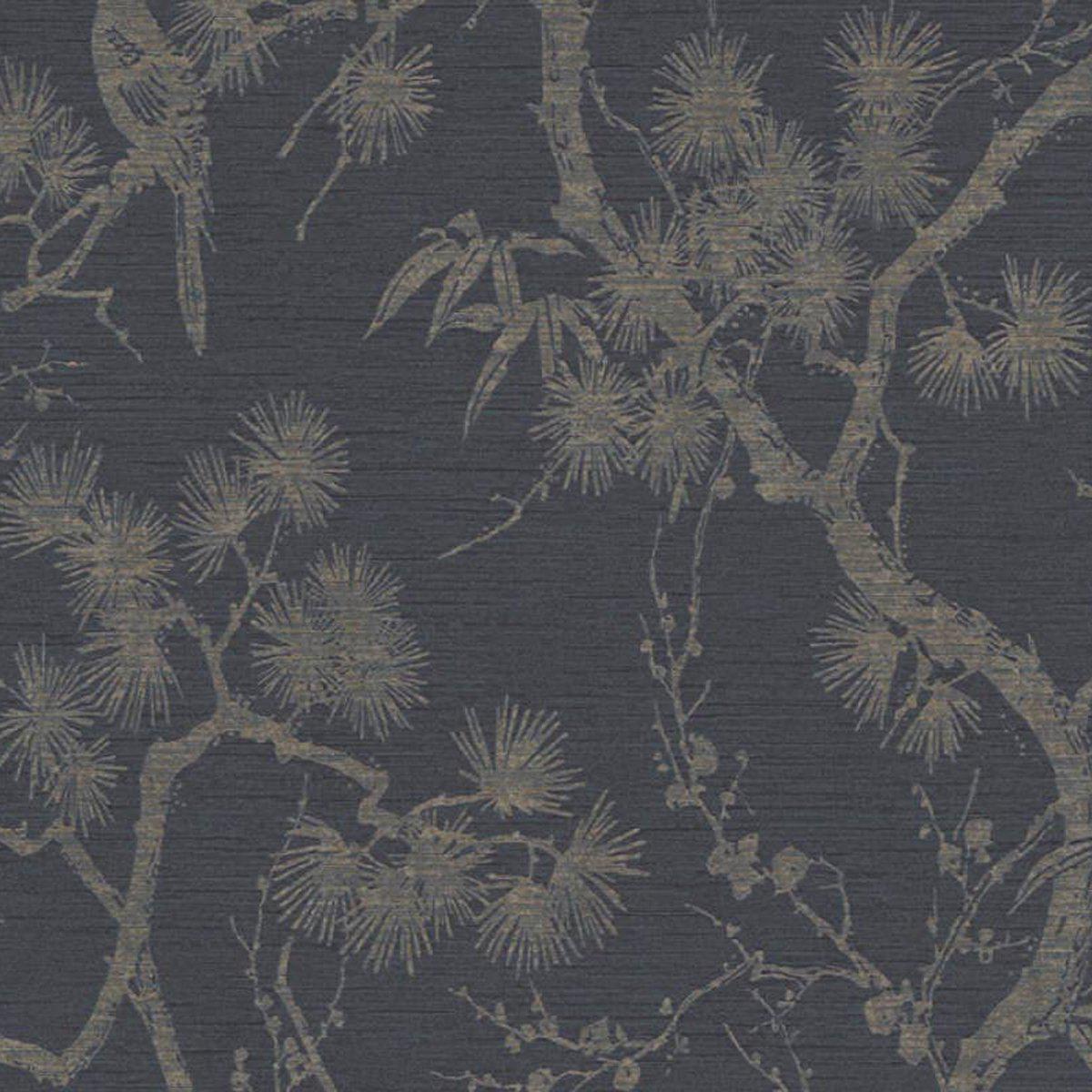 Sample - Tokyo Garden Wallpaper - Black