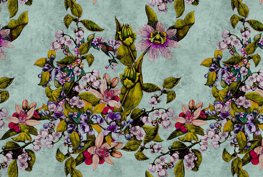 Tropical Passionfruit - Custom Sized Wallpaper Mural (per m2) - Green