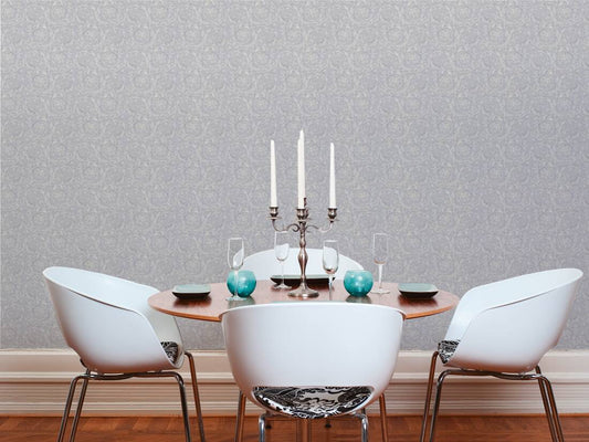 Versace Floral Garland Wallpaper - Silver/Grey