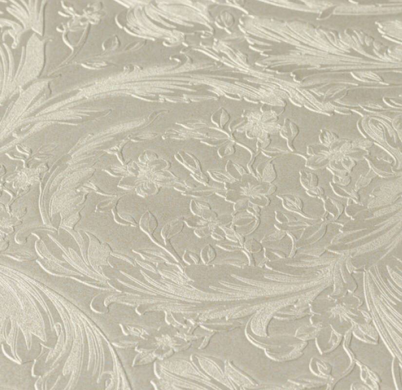 Versace Floral Garland Wallpaper - Silver/Grey-1
