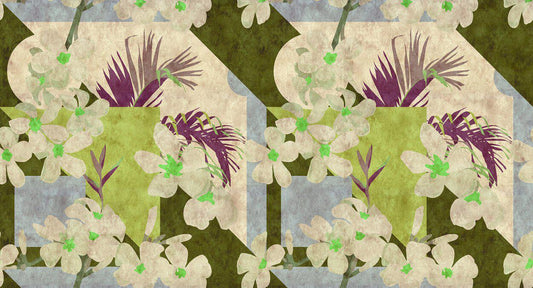 Vintage Bloom - Custom Sized Wallpaper Mural (per m2) - Greens