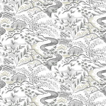 Sample – Waterfall Gardens Florence Broadhurst Wallpaper - Gray