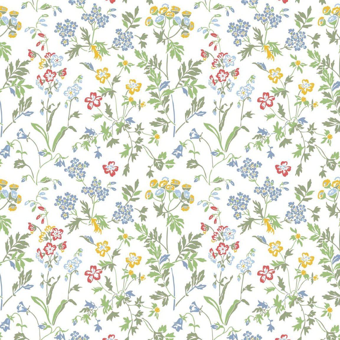 Sample - Juni Scandinavian Wallpaper - White/Multi