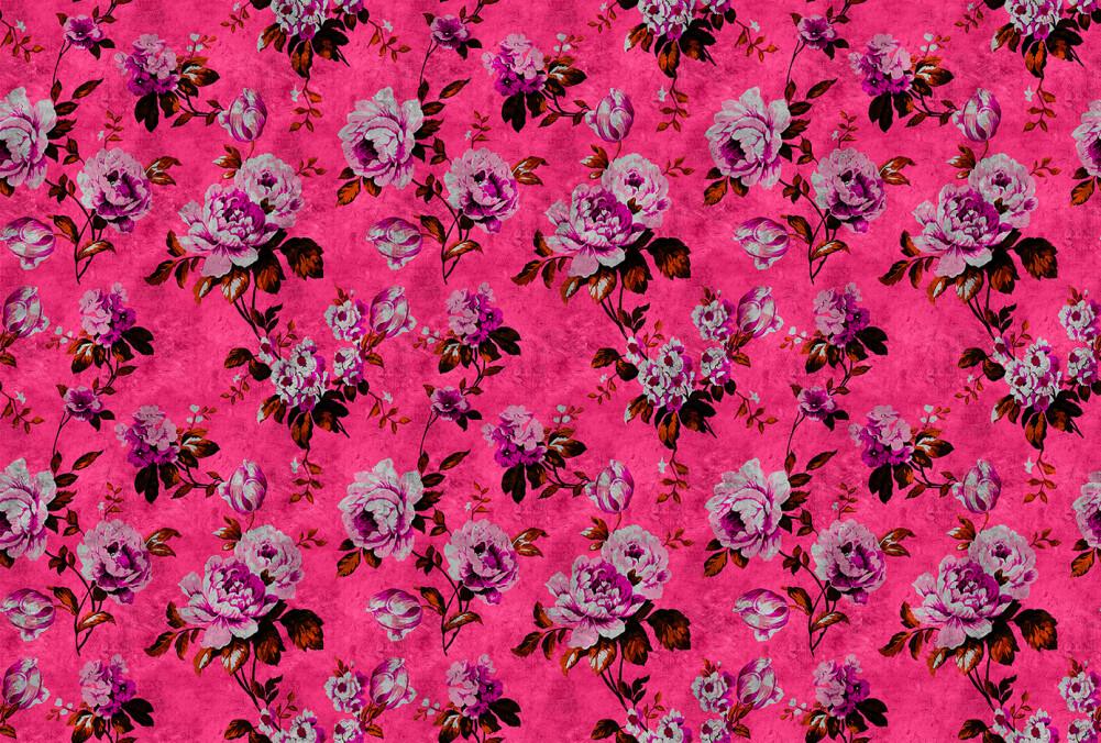 Wild Rose - Custom Sized Wallpaper Mural (per m2) - Bright Pink