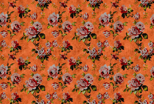 Wild Rose - Custom Sized Wallpaper Mural (per m2) - Orange