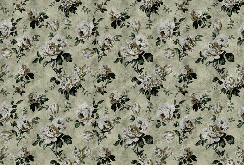 Wild Rose - Custom Sized Wallpaper Mural (per m2) - Green