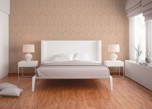 Textured Damask Textured Wallpaper - Beige/Cream