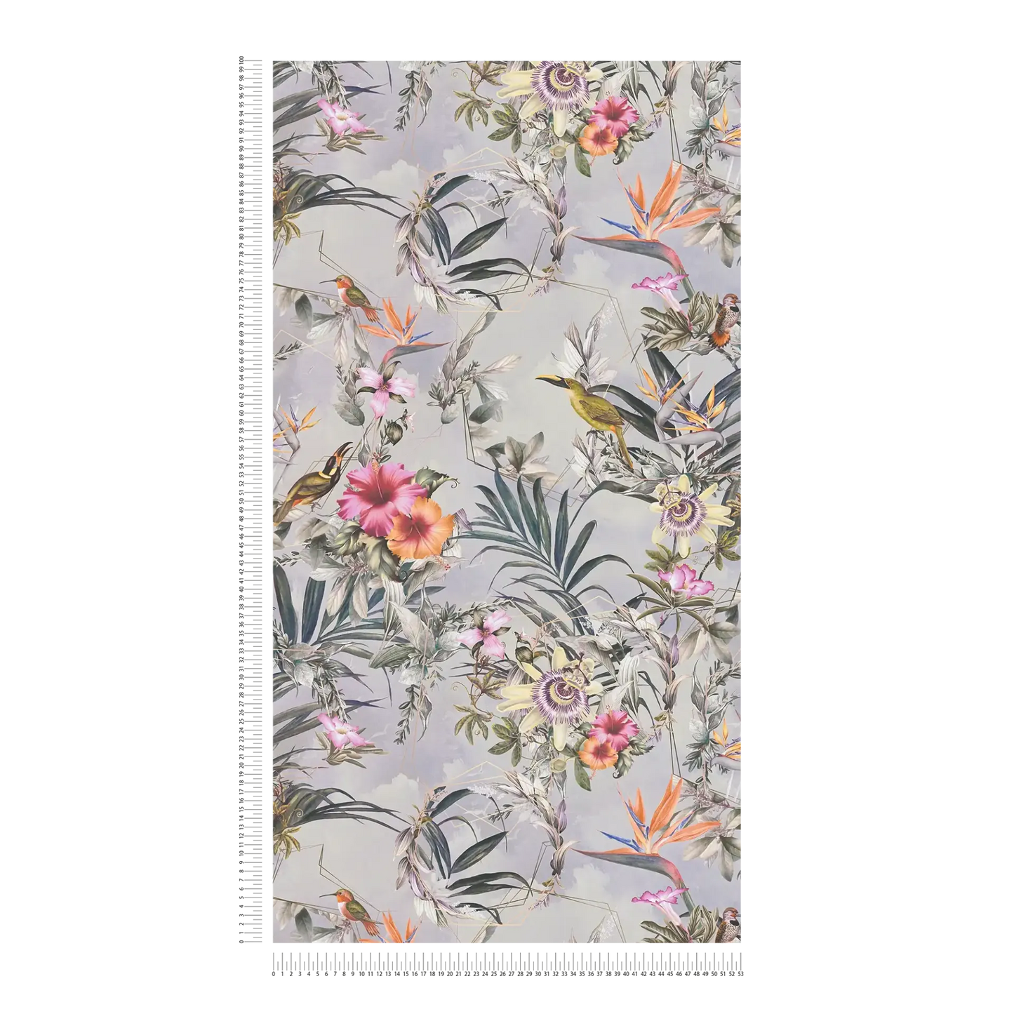 Hibiscus Haven – Crane & Bloom Wallpaper – Mist Blue