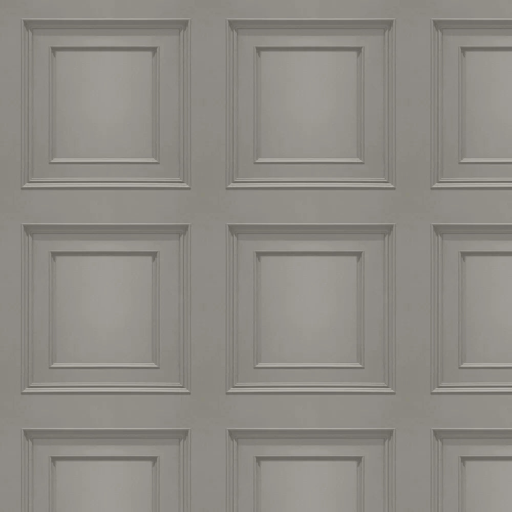 Sample - Amara Wood Panel Wallpaper - Silver/Grey