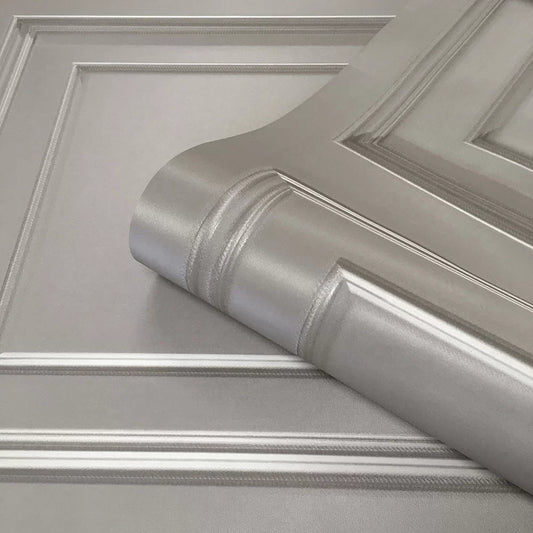 Amara Wood Panel Vinyl Wallpaper - Silver/Grey