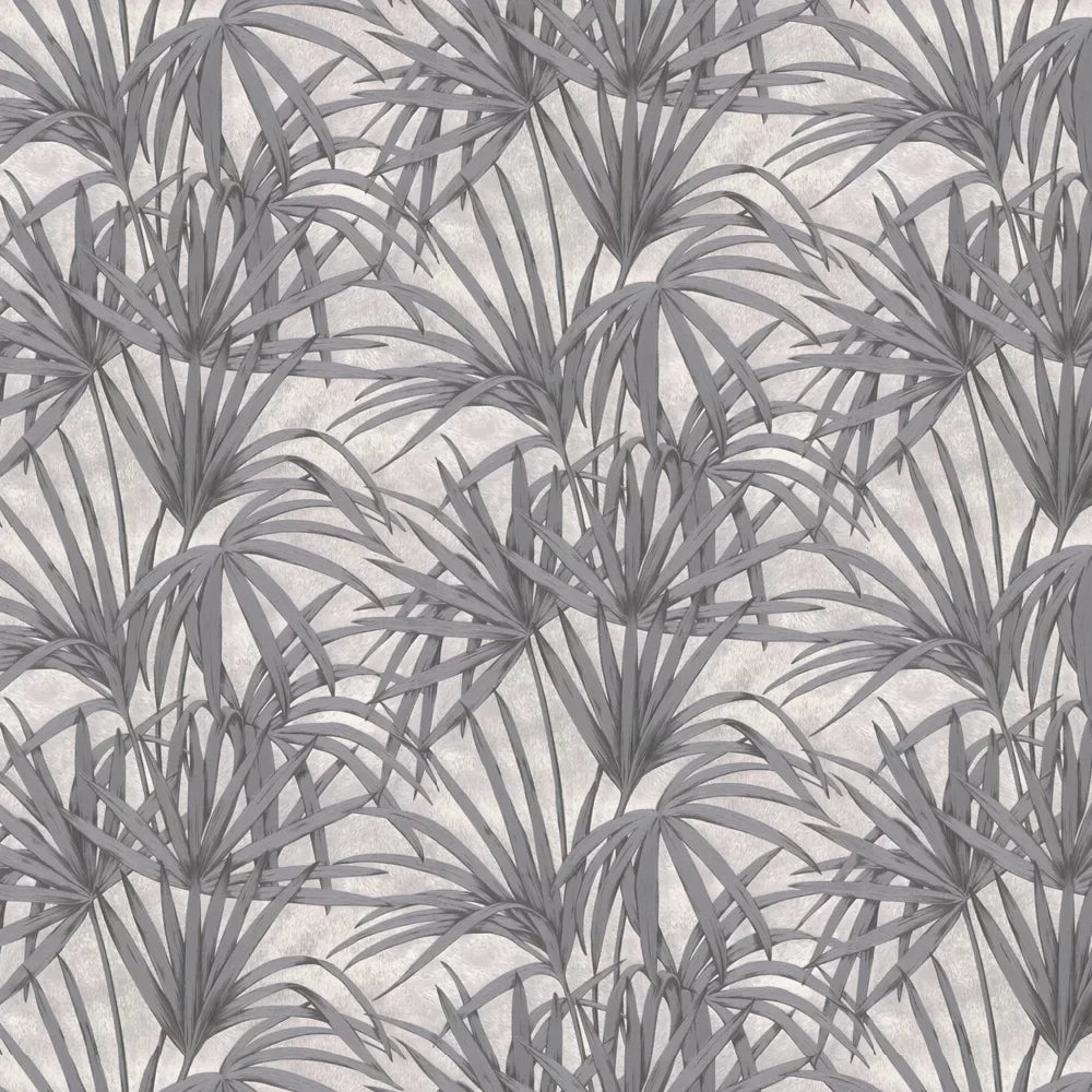 Sample - Glitter Palm Leaf Wallpaper - Dark Grey