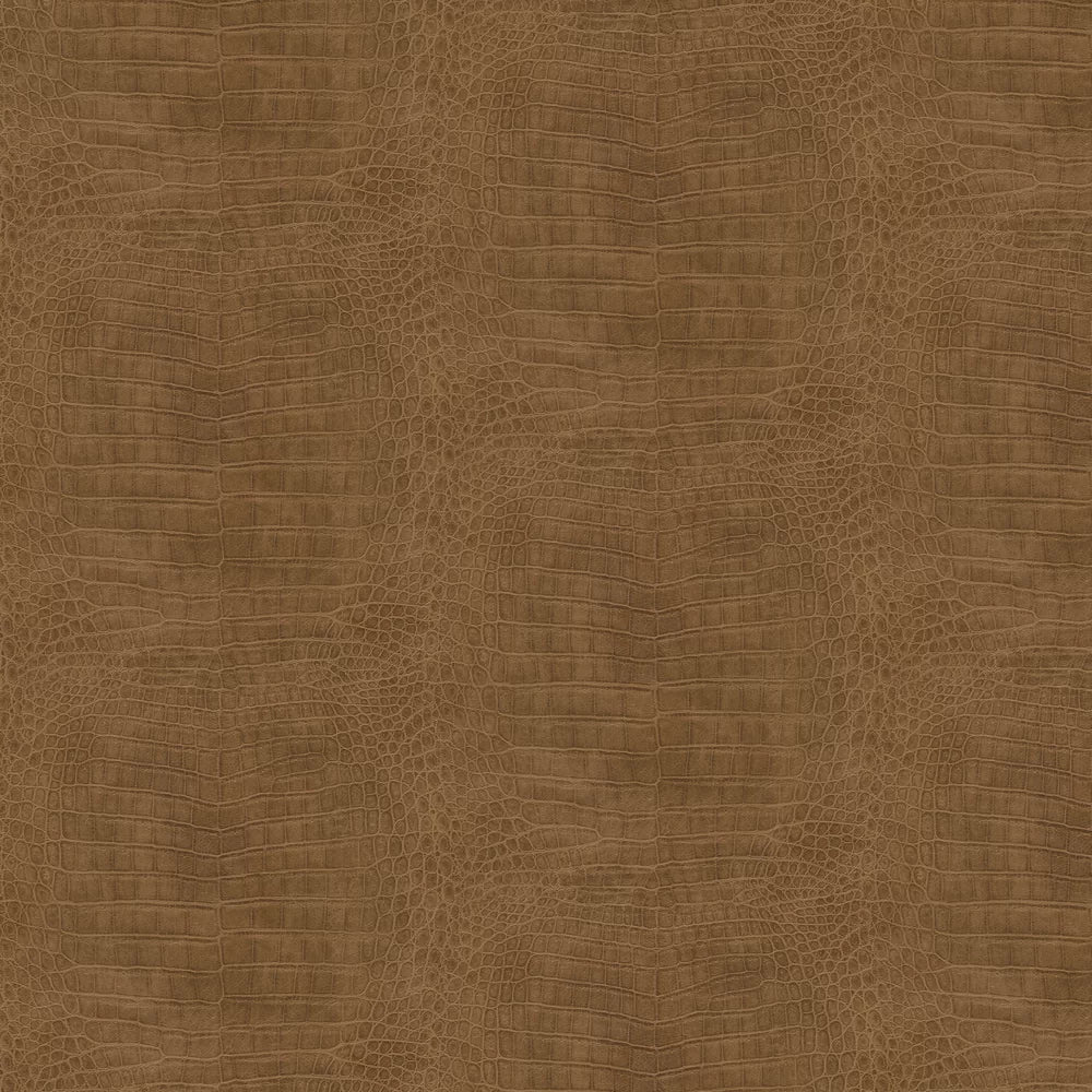 Sample - Imitation Crocodile Leather Wallpapers - Warm Brown