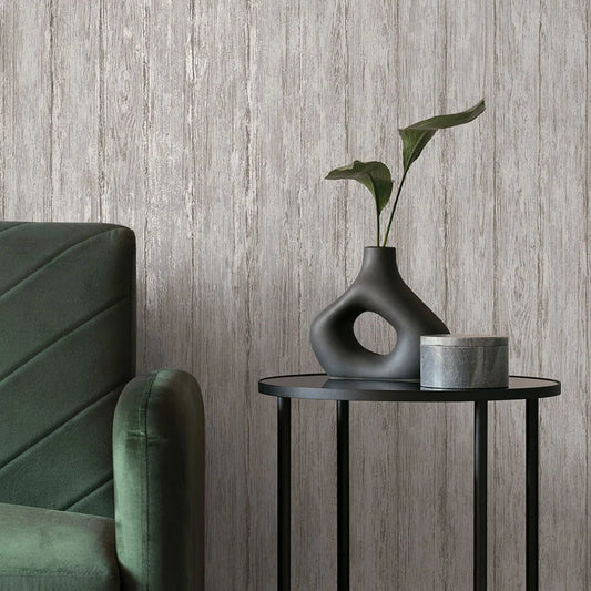 Sapele Wood Panels Wallpaper - Grey