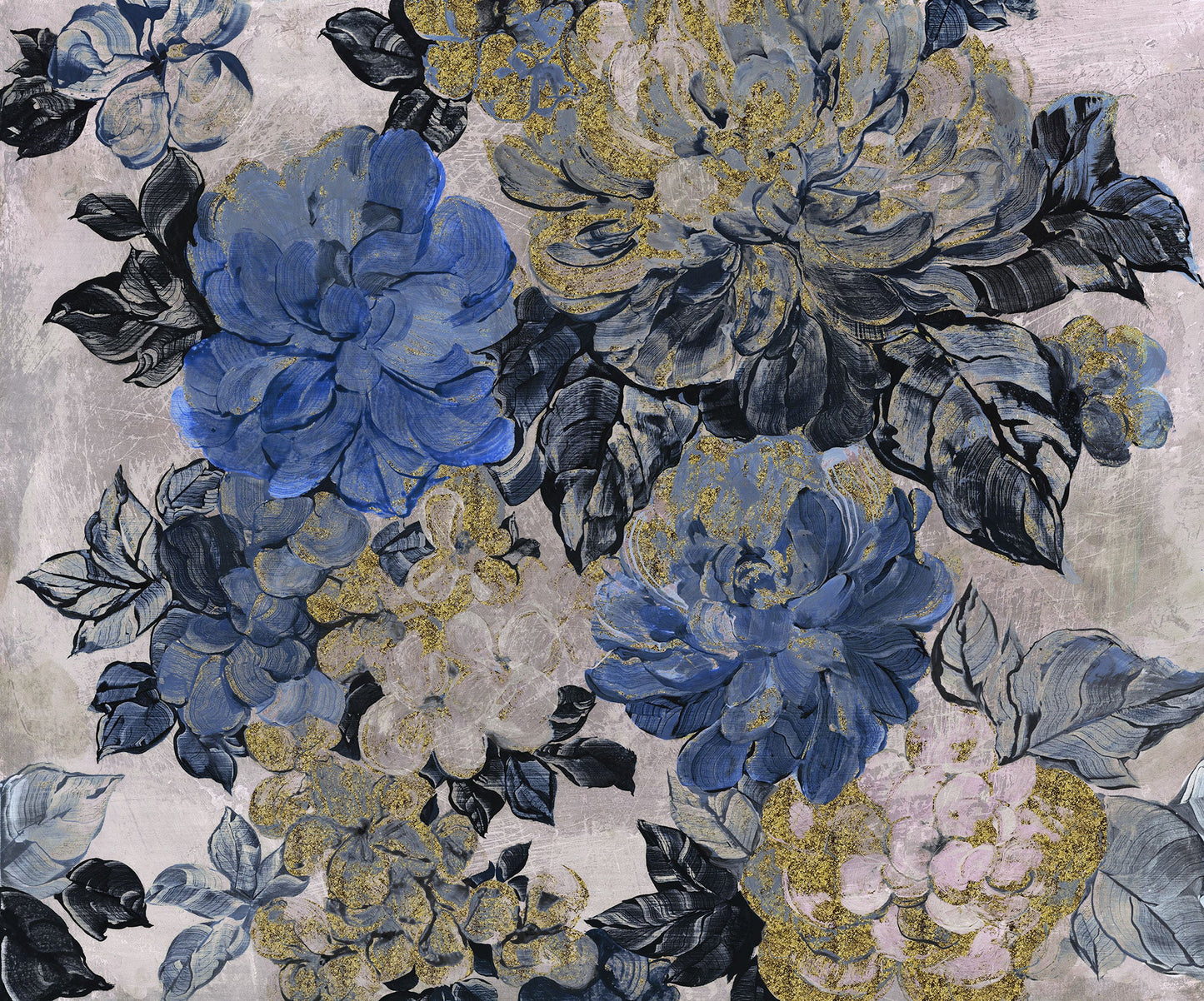 Sample – Vintage Blue Garden - Custom Sized Wallpaper Mural (per m2)