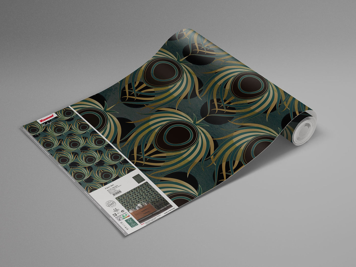 Sample – Opulent Plume - Teal - Custom Sized Wallpaper Mural (per m2)