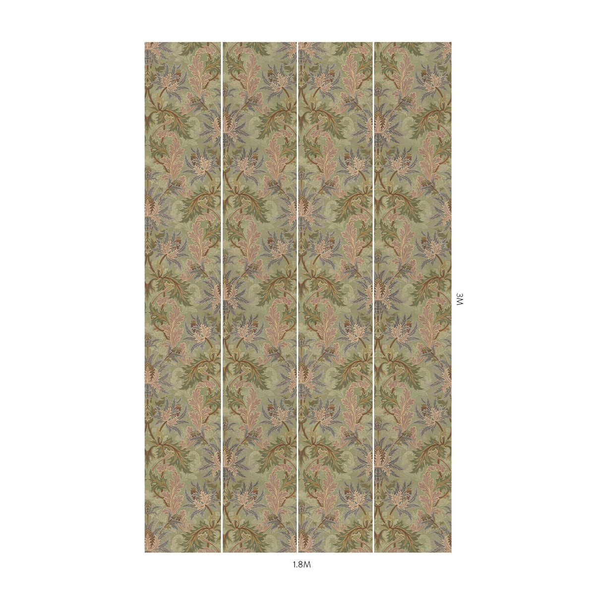 Aquifolia Sea Holly Damask Hybrid Mural – Apple