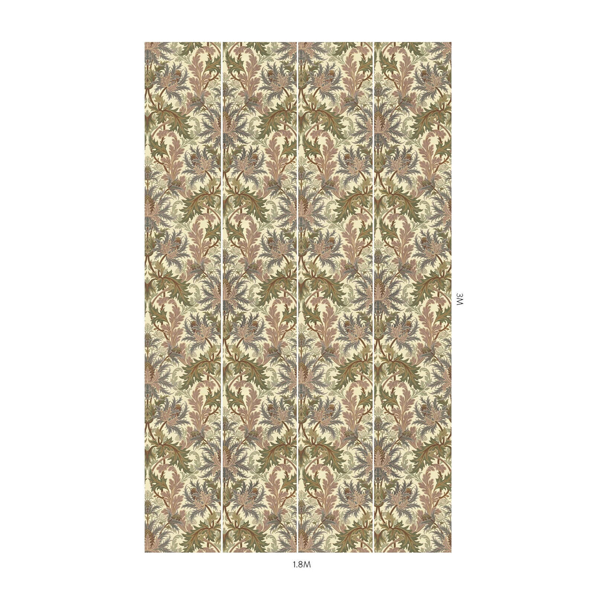 Aquifolia Sea Holly Damask Hybrid Mural – Ecru