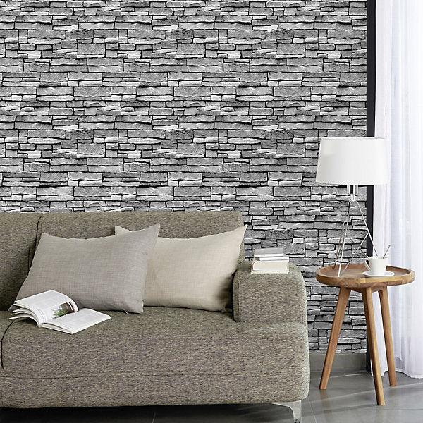 Sample - Stone Works Smooth Wallpaper - Light