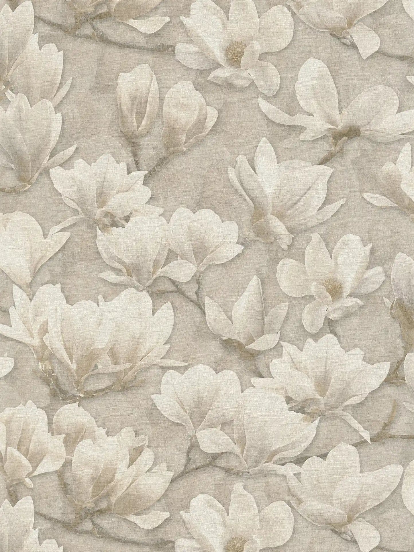Sample - Magnolia Blossoms - Beige, Cream, White