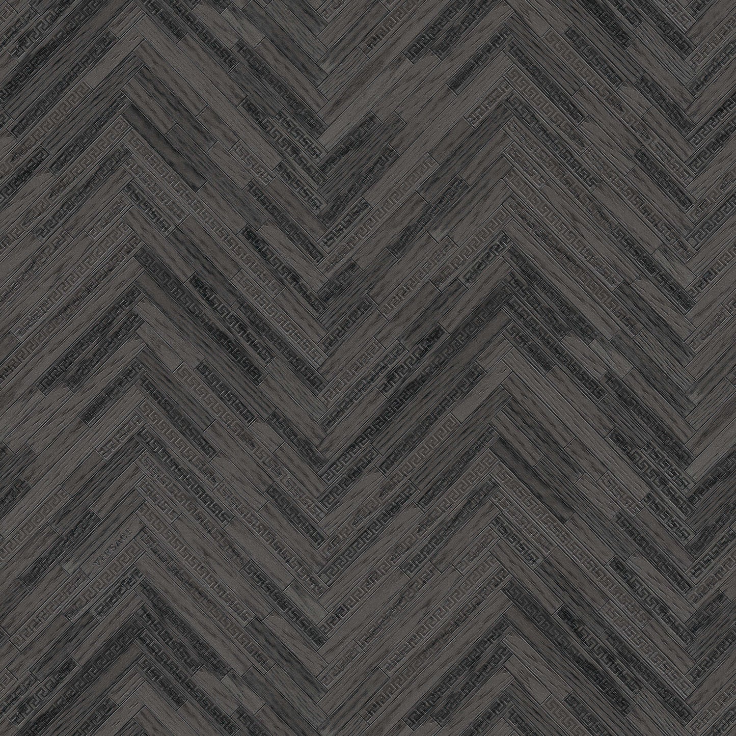 Sample - Versace Parquet Wallpaper - Grey/Black