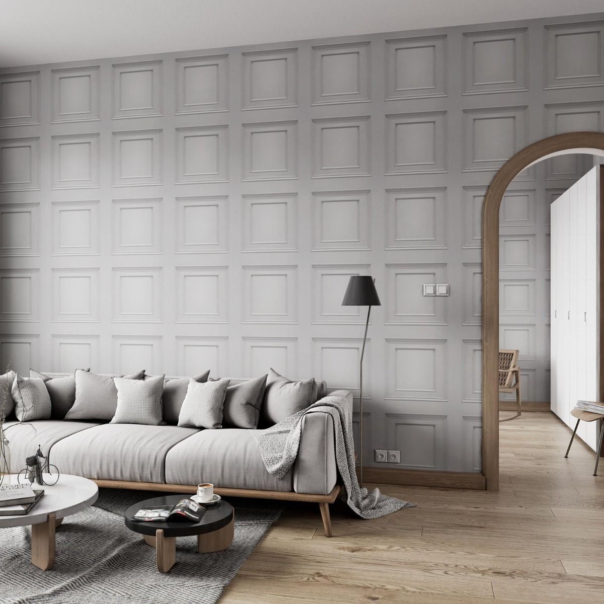 Amara Wood Panel Vinyl Wallpaper - Soft Silver