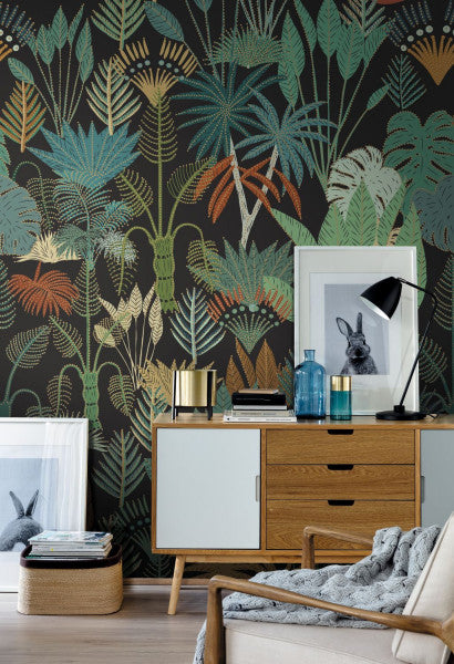 Panoramique Manille Wallpanel - Vert Rouge Fond Noir