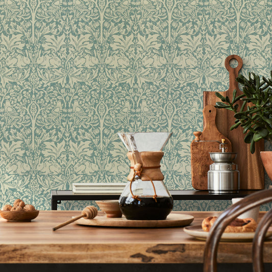 Brer Rabbit by Morris Wallpaper - Slate/Vellum