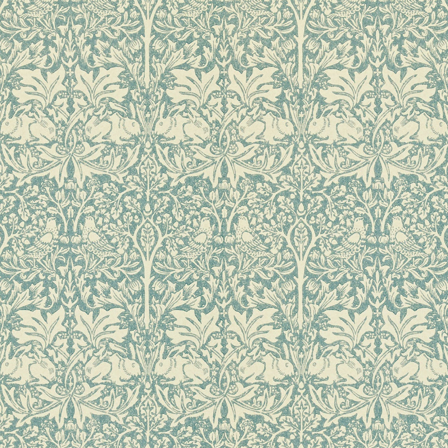 Sample - Brer Rabbit by Morris Wallpaper - Slate/Vellum