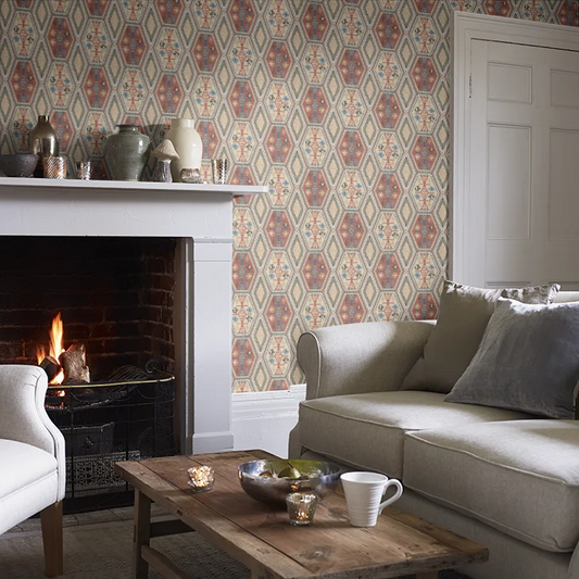 Mulberry Home Buckland Wallpaper - Red/Blue