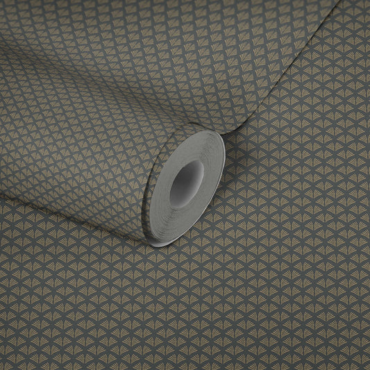 Tiny Wings - Art Deco Wallpaper - Ebony
