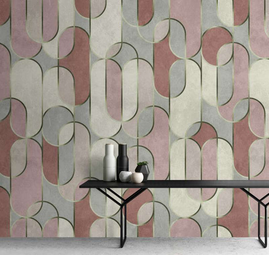 Decovale Ovals - Blush - Custom Sized Wallpaper Mural (per m2)