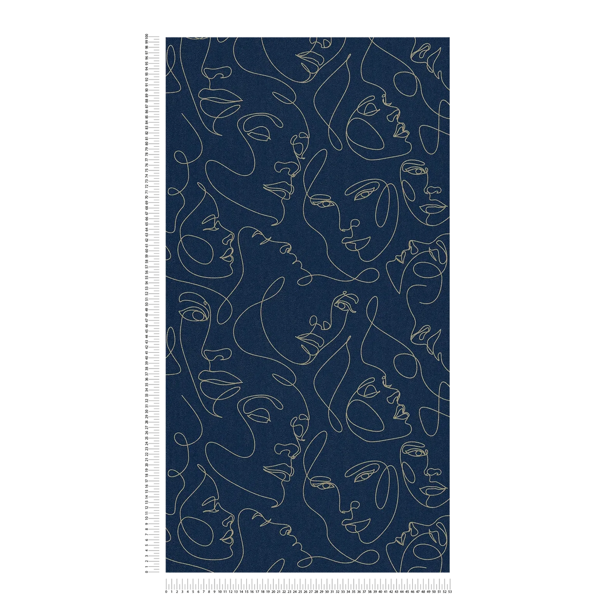 Muse Line Art Face Wallpaper – Navy/Gold