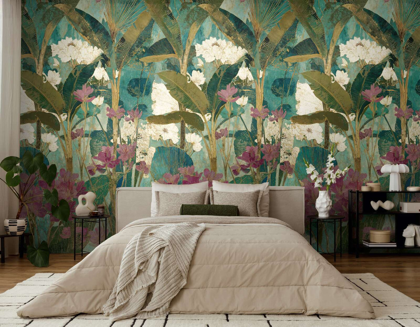 The Wall 4 - Hybrid Wallpaper Mural - Painterly Tropics