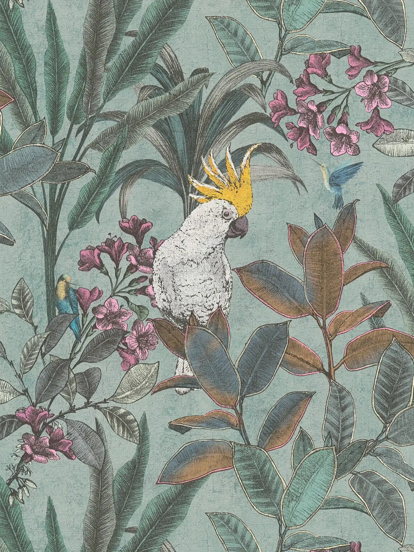 Sample - Cockatoo Jungle Wallpaper - Green