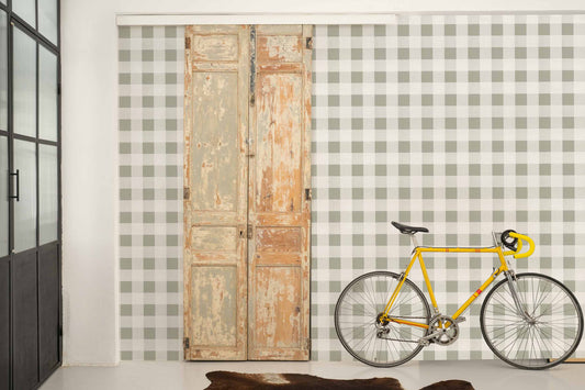 Large Gingham Wallpaper - Matcha
