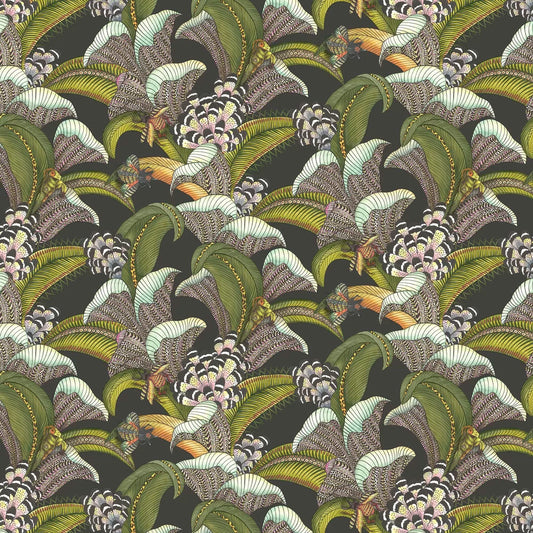 Hoope Wallpaper - Olive Green on Black