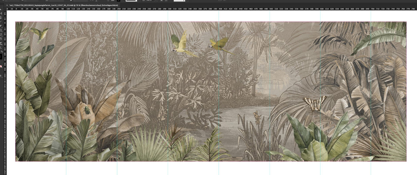 Cuba Tropics - - Sepia - Custom Sized Wallpaper Mural (per m2)