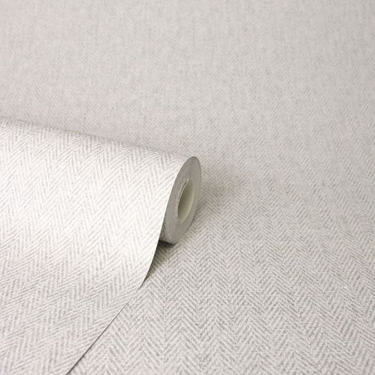 Harris Texture - Textured Herringbone Wallpaper - Grey
