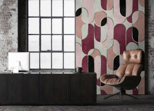 Decovale Ovals - Pink - Custom Sized Wallpaper Mural (per m2)