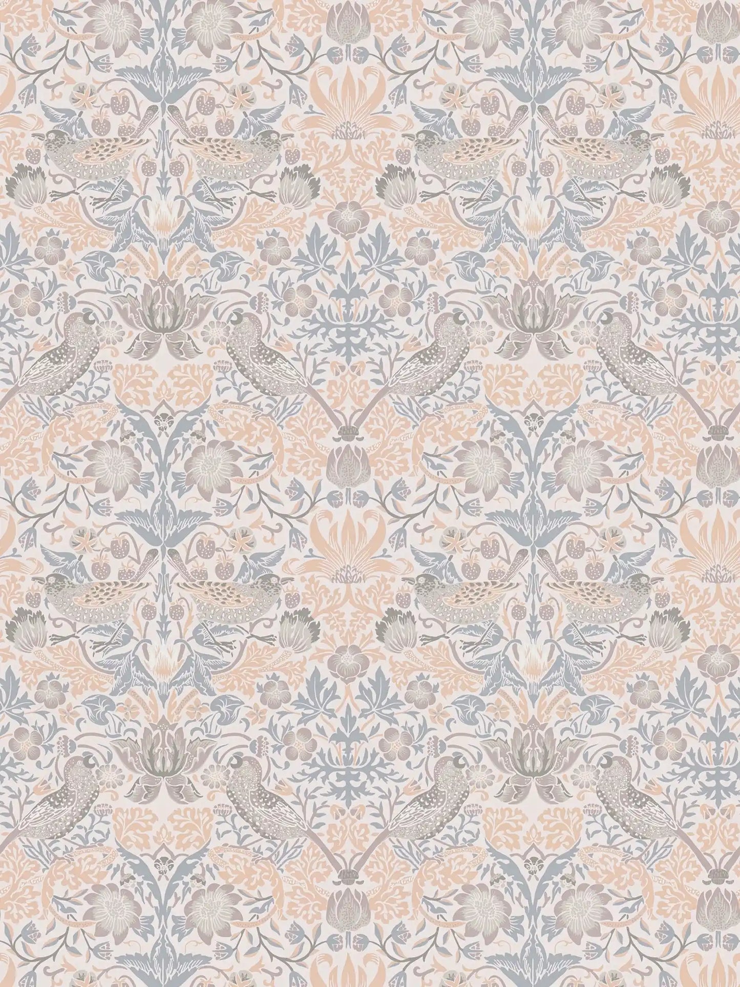 Sample - Baroque Birds Wallpaper - Beige/Grey