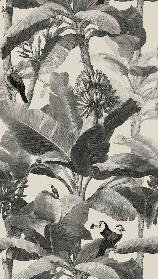 The Wall 4 - Hybrid Wallpaper Mural - Monochrome Jungle