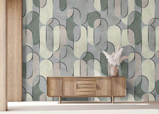 Decovale Ovals - Grey - Custom Sized Wallpaper Mural (per m2)