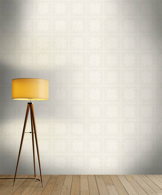 Paisley Block Heavy Weight Wallpaper - White