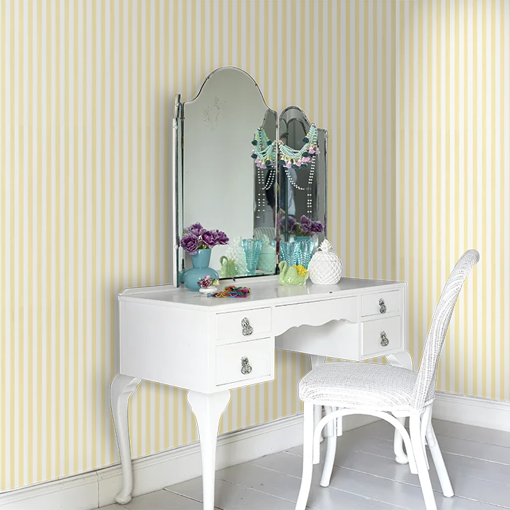 Closet Stripes Wallpaper - Pale Yellow/White