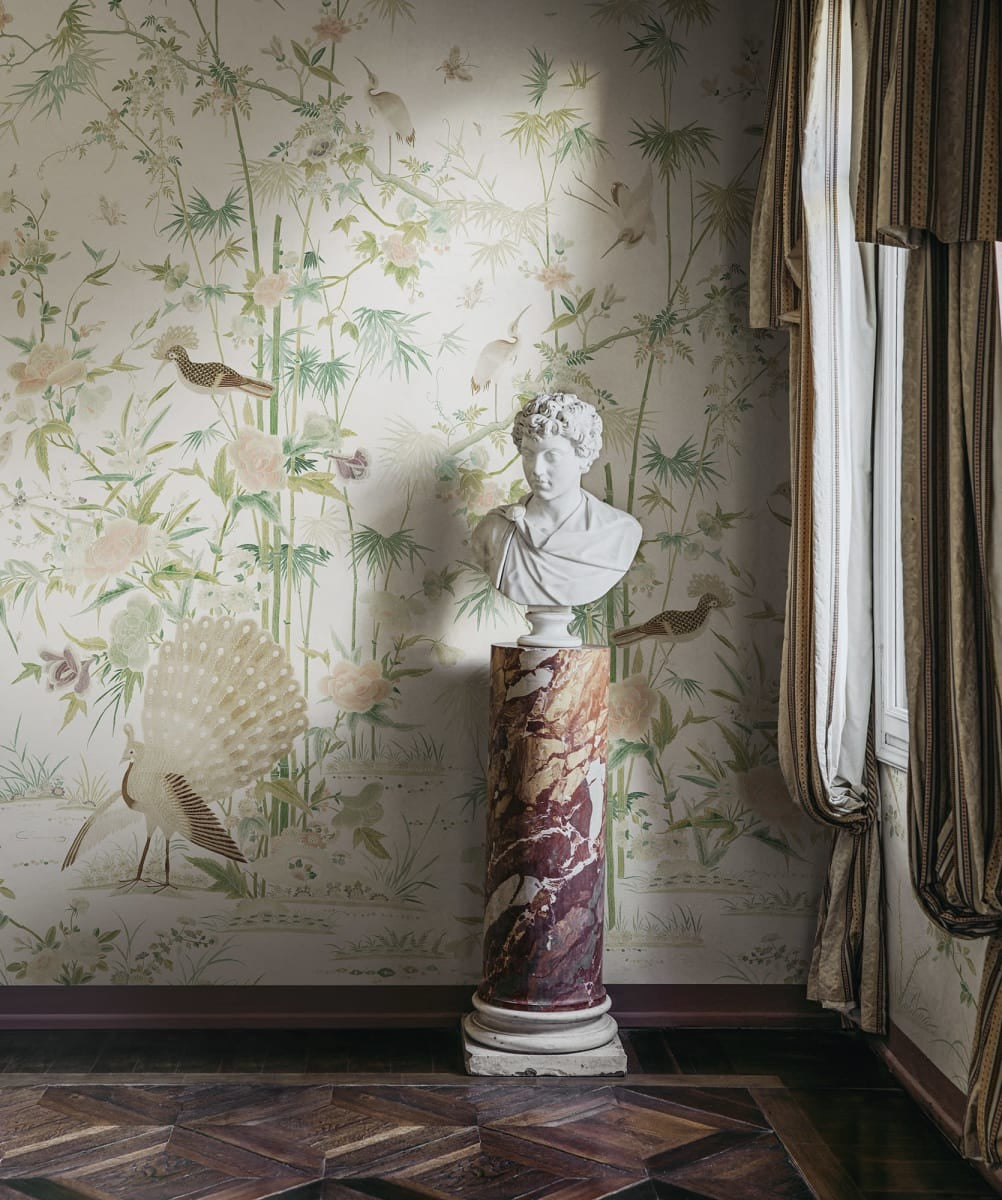 Garden of Serenity - Custom Sized Wallpaper Mural (per m2) - Light Grey